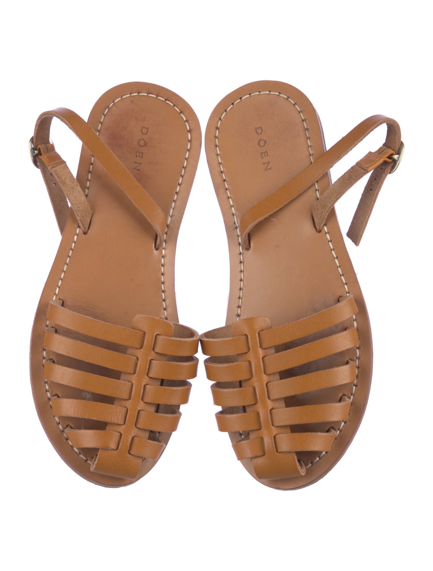 DÔEN Leather Cutout Accent Slingback Sandals